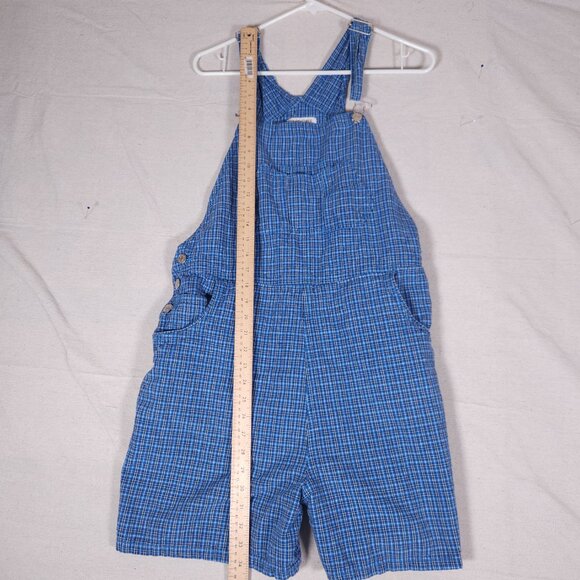 Cherokee Linen Blend Blue Plaid Shortalls Womens XL Pockets Cottagecore Overalls - Picture 4 of 16